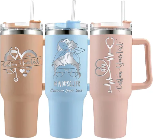 Miniatura 17 de Vaso personalizado – Grabado con láser con nombre, vaso delgado de acero inoxidable personalizado de 20 onzas con tapas y pajitas 19 colores y 16