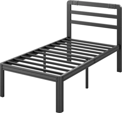 Miniatura 8 de ZIYOO 18 Inch Twin Metal Platform Bed Frame with Headboard, 1000 LBS Sturdy Steel Slat Bed Base, Noise Resistant, No Box Spring Needed, Easy
