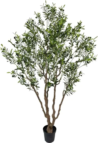 Miniatura 10 de AfanD Árbol artificial de olivo sintético de 8 pies (92 pulgadas, 3200 hojas) de alto, planta de olivo falso en maceta, árbol de seda artificial