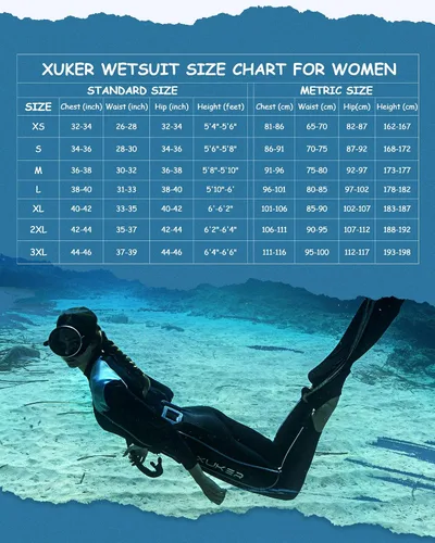 Miniatura 5 de XUKER Women Men Wetsuit 2mm 3mm, Neoprene Wet Suits Front/Back Zip in Cold Water Full Body Dive Suit for Water Sports