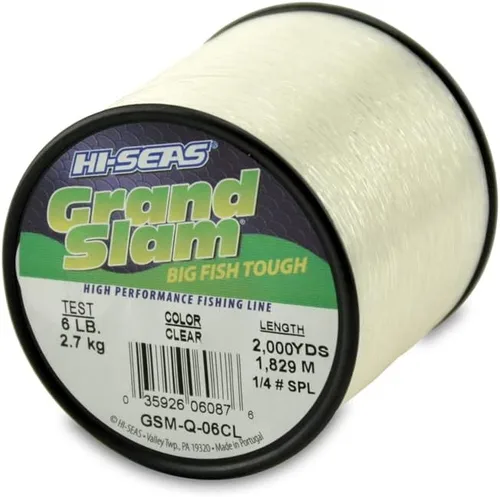 HI-SEAS Línea de pesca de monofilamento Grand Slam - Fuerte y resistente a la abrasión en transparente, rosa, verde, azul humo, amarillo Amarillo