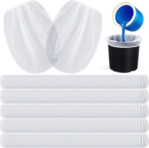 Miniatura 15 de Patelai 200 bolsas de filtro de pintura de 5 galones de malla fina regular/coladores elásticos para uso con pulverizadores de pintura (blanco)