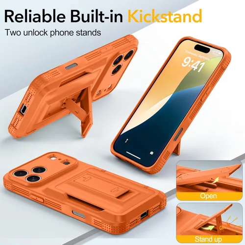 Miniatura 5 de Oterkin Funda tipo cartera para iPhone 17 Pro Max [4-5 tarjeteros] [Soporte] [Protección completa de la cámara] [Bloqueo RFID]