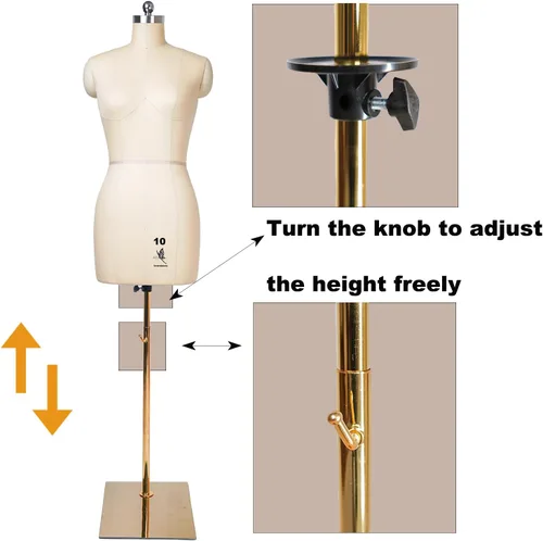 Miniatura 3 de Cuerpo de maniquí de espuma de alta densidad para mujer, talla 10, para coser y fijar (Beige, 10)