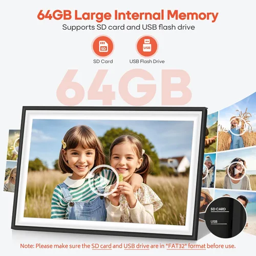Miniatura 3 de BIGASUO Marco de fotos digital Frameo 15.6 pulgadas WiFi marcos de fotos electrónicos grandes con 64 GB de memoria 1920 x 1080 IPS FHD pantalla