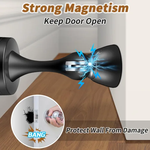 Miniatura 3 de KOLAKO Topes magnéticos para puerta, paquete de 4 topes de puerta mangetic, acero inoxidable, soporte de puerta de montaje en pared para mantener