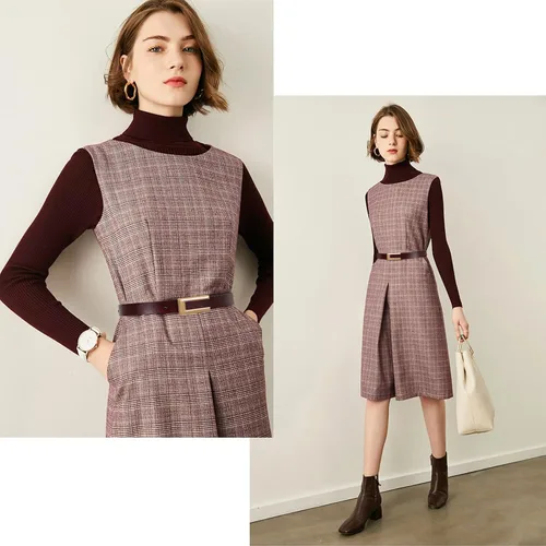 Miniatura 419 de Cinturón de cuero clásico con hebilla de metal para mujer con vestido de jeans