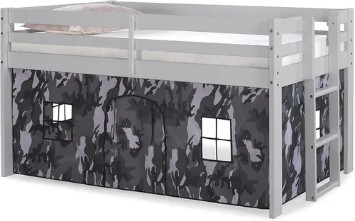 Alaterre Furniture Jasper - Cama tipo loft junior individual, marco gris paloma y fondo de camuflaje gris