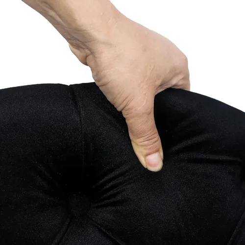 Miniatura 8 de Homebeez Otomana redonda de terciopelo de 24.8 pulgadas, reposapiés con botones copetudos, mesa de centro para sala de estar, color negro