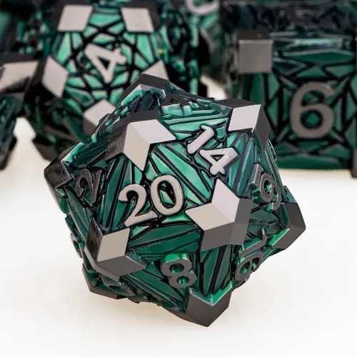Miniatura 7 de Juego de dados de metal de 7 piezas con caja, dados D y D rojos para Debris RPG para juegos de mesa D&D, juego de rol, juego de dados poliédricos