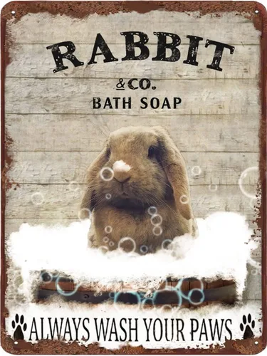 Miniatura 7 de Cartel de metal divertido de jirafa para baño, diseño retro de cabra para pared, póster de inodoro con texto "Wash Your Hooves", letrero de hojalata