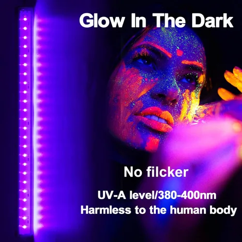 Miniatura 2 de Barra de Luz Negra 10W Tira de Luz Negra UV para Fiesta Brillante: 1 pie USB Portátil LED Suministros de Fiesta para Pintura Corporal, Escenario