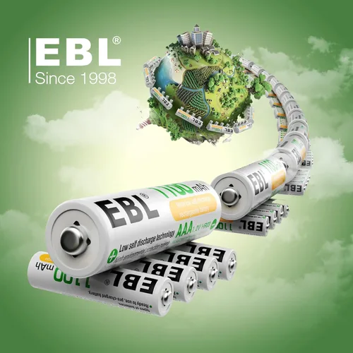Miniatura 2 de EBL Paquete de 4 pilas recargables AAA de 1.2 voltios NiMH 1100 mAh triple AAA batería y cargador de batería AA AAA