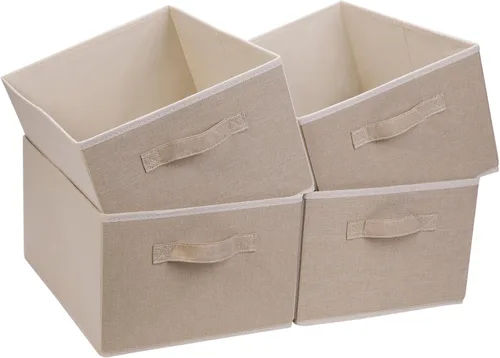 JAKAGO Juego de 4 cestas de almacenamiento de tela rectangulares con asa, organizador plegable de armario para ropa, toallas, ropa de cama, libros,
