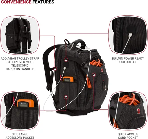 Miniatura 3 de SwissGear Mochila de bolsa de herramientas, se adapta hasta, Negro, Grande