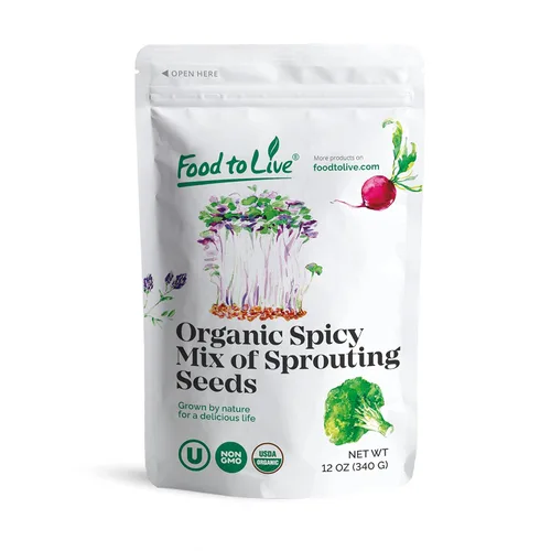 Miniatura 9 de Mezcla orgánica picante de semillas germinantes, 3 libras, brócoli sin OMG, rábano, alfalfa, crudo, tasa de germinación rica, no irradiada, pura