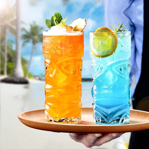 Miniatura 3 de Juego de vasos Tiki transparentes de 6 a 14 onzas, modernos vasos de cóctel Tiki perfectos para cócteles exóticos, Mai Tai, cócteles