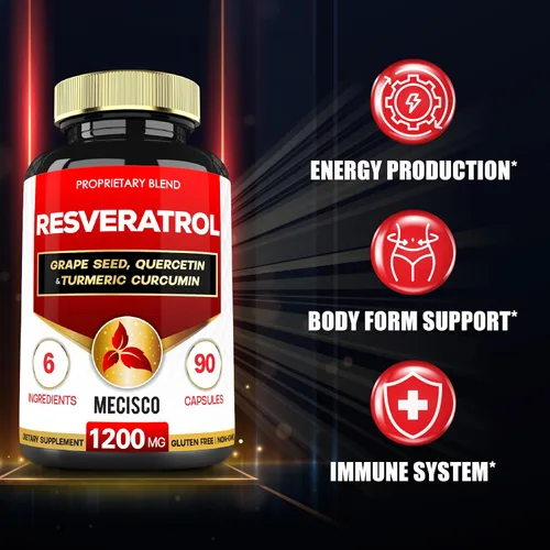 Miniatura 3 de Mecisco Suplemento de resveratrol trans con semilla de uva, cardo mariano y más - Resveratrol - 6 soportes herbales para el sistema inmunológico