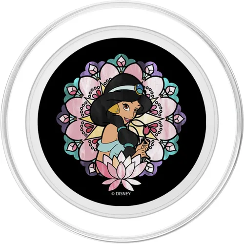 Miniatura 2 de Disney Aladdin Jasmine - Retrato con diseño de flores y vitrales PopSockets MagSafe PopGrip para iPhone