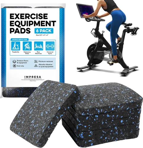 Impresa Protectores de suelo de goma para almohadilla de caminar y almohadilla de cinta de correr, 4 x 4 x 0.5 pulgadas, paquete de 6, alfombrillas