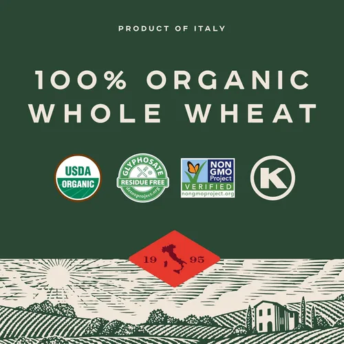 Miniatura 8 de Bionaturae Penne Rigate - Fideos de pasta de trigo integral, certificado Kosher, alto contenido de proteínas, verificado sin OMG, certificado USDA