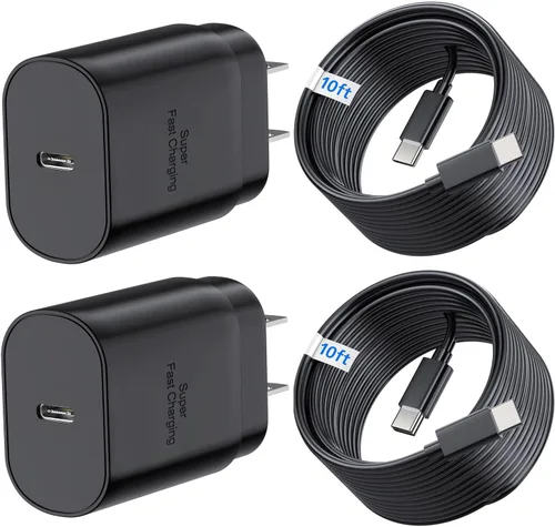 Miniatura 10 de Galaxy S25 S24 - Bloque de carga USB C de 25 W PD cargador súper rápido con cable tipo C, adaptador de enchufe de pared de 6 pies, carga rápida