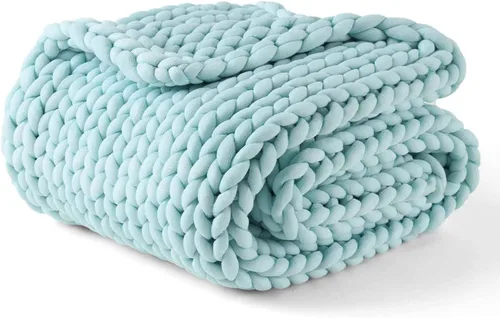 Miniatura 14 de YnM Manta Gruesa de Lana, Tejida a Mano con Hilo de Chenilla, Amigable para la Piel, Ventilada y Transpirable, Lavable a Máquina, Pieza