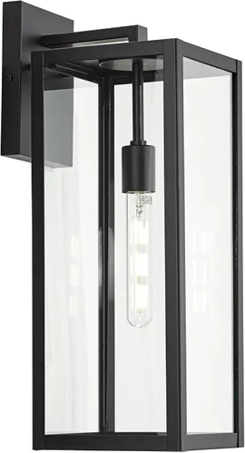 Miniatura 7 de John Timberland Titan - Juego de 2 lámparas de pared modernas para exteriores, marco rectangular negro místico, paneles de cristal transparente