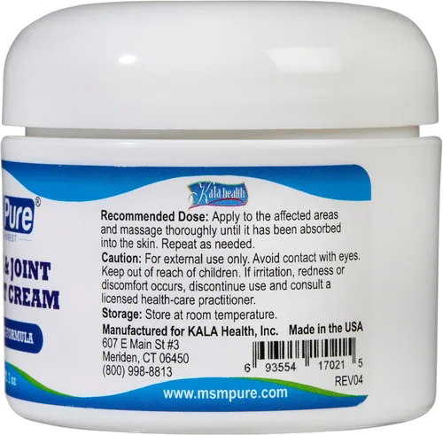Miniatura 3 de Kala Health MSMPure Crema MSM de máxima fuerza muscular y articular, 2 onzas, fórmula de acción rápida y no mancha, fabricada en los Estados Unidos