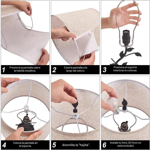 Miniatura 9 de Kakanuo Lámpara de mesa para mesita de noche, lámpara para sala de estar con puertos de carga USB-A y USB-C, lámpara de dormitorio alta tradicional