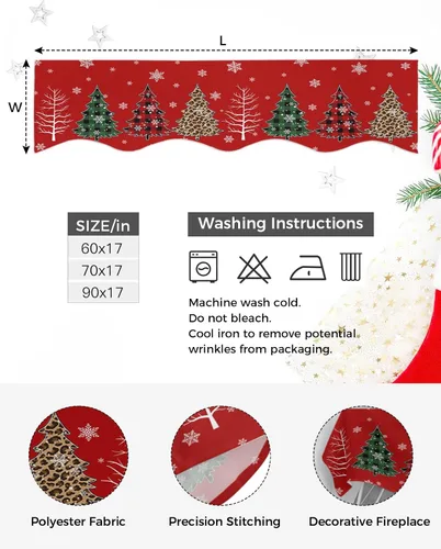 Miniatura 5 de Bufanda de Navidad para chimenea, diseño de árbol de Navidad, mantel de Navidad, mantel superior, bufandas con copos de nieve, cubierta de mantel