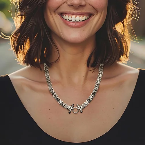 Miniatura 2 de Ross-Simons Collar bizantino de plata esterlina con ónix negro