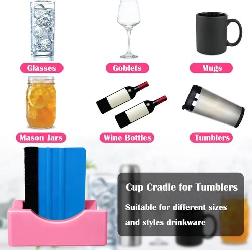 Miniatura 5 de Mity rain Cuna para vasos, base resistente para vaso con escobilla de fieltro para aplicar la calcomanía Vinly, mantén los vasos, tazas de café
