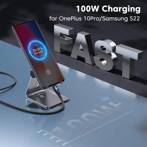 Miniatura 4 de Cable de carga magnético USB C de 100 W, paquete de 2 (3.3 pies + 6 pies), cable magnético de carga rápida 6 en 1, cable de carga USB C magnético
