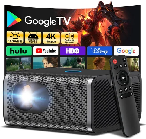 Proyector inteligente para exteriores con WiFi 6 y Bluetooth 5.3, enfoque automático y Keystone, DoIby Audio, película nativa 1080P, proyector