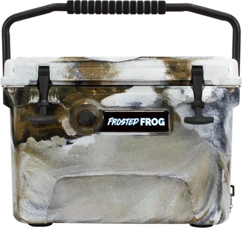 USA Made Frosted Frog Camo - Baúl de hielo de 20 cuartos de galón de capacidad, resistente, moldeado por rotografía, enfriador aislado de grado