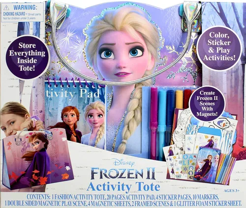 Miniatura 2 de Disney Frozen Activity Tote - Bolsa de aventura de princesa definitiva con libros para colorear, calcomanías, crayones y juegos, juego de arte apto