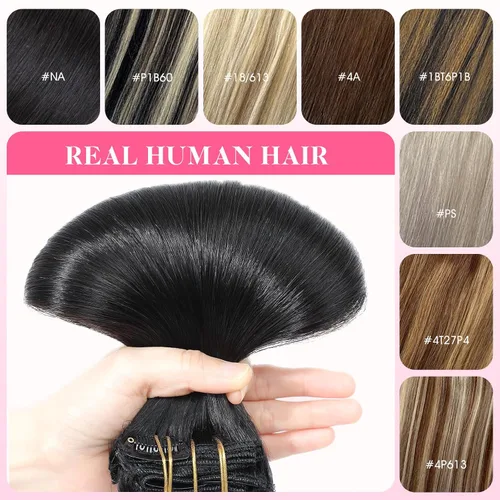 Miniatura 5 de SIYUSI Extensiones de cabello humano real con pinzas, 100% cabello humano Remy brasileño, invisibles y aptas para el cuero cabelludo, color negro