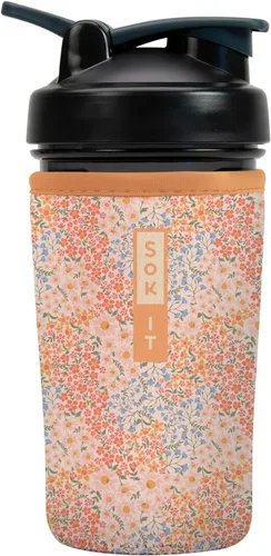 Miniatura 34 de Sok It BotlSok Botella Mezcladora de Proteínas con Funda Aislante de Neopreno (Floral Abstracto, Se Ajusta a Mezcladoras de 24oz)