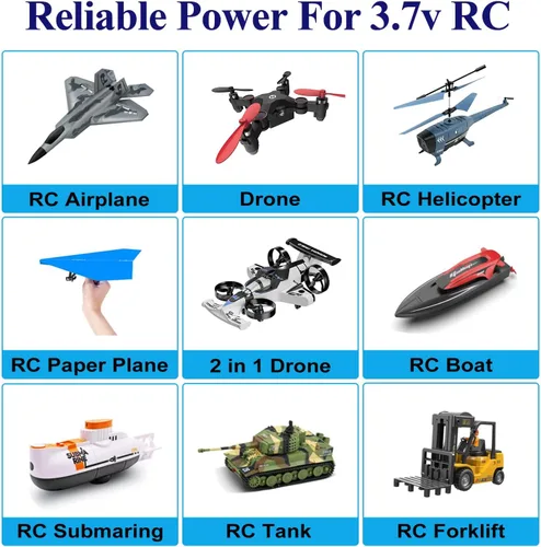Miniatura 4 de HAWK'S WORK 2 Piezas de Batería Lipo de 3.7V, Batería de Polímero de Litio Recargable de 300 mAh para Todos los Modelos de Avión RC, Helicóptero