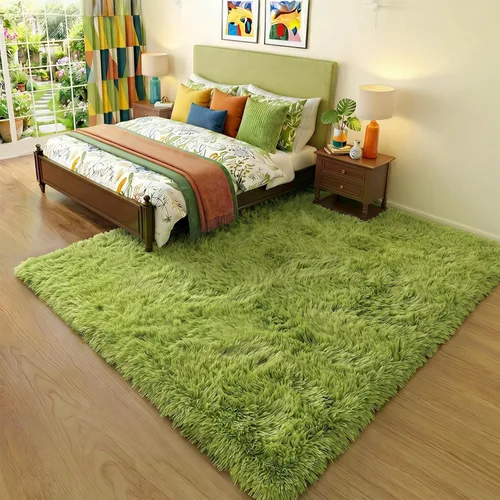 Miniatura 3 de Amdrebio - Alfombras de césped verde para dormitorio, alfombra esponjosa peluda de 5 x 7 pies para habitación de niños, sala de estar, guardería