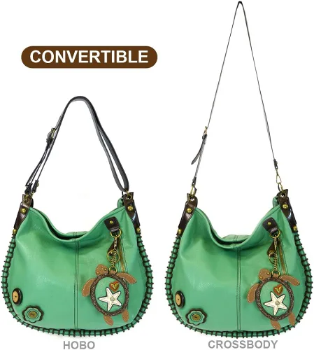 Miniatura 3 de Chala Bolsos de mano, estilo casual, suave, grande hombro o bolso cruzado con llavero, color verde azulado, Búho