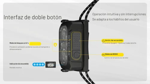 Miniatura 7 de Nitecore NU25 MCT UL Linterna frontal ultraligera de 400 lúmenes, recargable USB-C para mochilero, camping y running