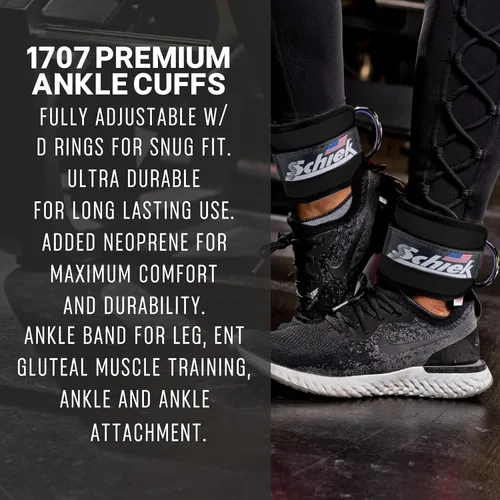 Miniatura 3 de Schiek Sports 1707 Tobilleras - Ideal para golpes de glúteos y entrenamientos de máquina de cable, duraderos y construidos para durar