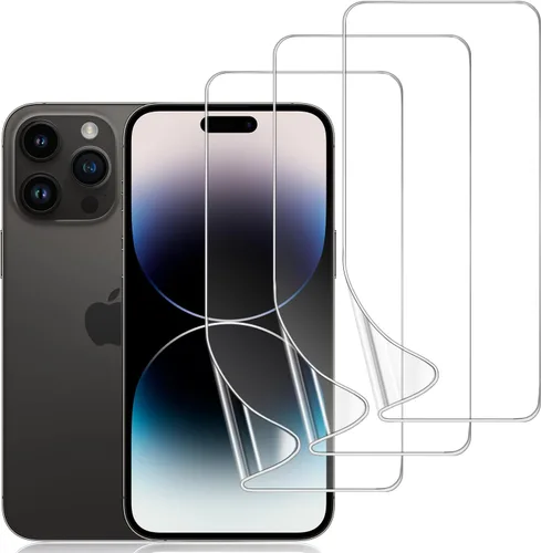 Miniatura 20 de Paquete de 3 protectores de pantalla de TPU para iPhone 15 Pro Max, película de hidrogel transparente HD transparente suave y flexible compatible