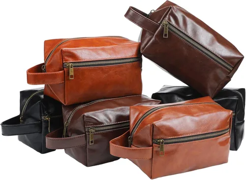 Hillban 6 piezas de regalo para padrinos de boda, bolsa de aseo de viaje para hombres, juego de regalos de Bestmen, bolsa de aseo de cuero con asa