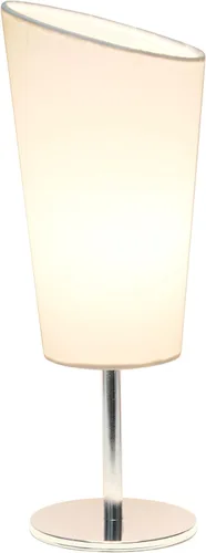 Miniatura 2 de Simple Designs LT1208-WHT - Lámpara de mesa compacta de 12.4 pulgadas, brillante y llamativa, cromada, con pantalla de tela en ángulo, para sala