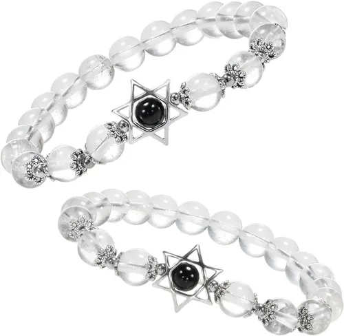 Miniatura 4 de TUMBEELLUWA Pulsera con cuentas Hexagrama Estrella Curativa Cristal Semipreciosa Piedra Estirada