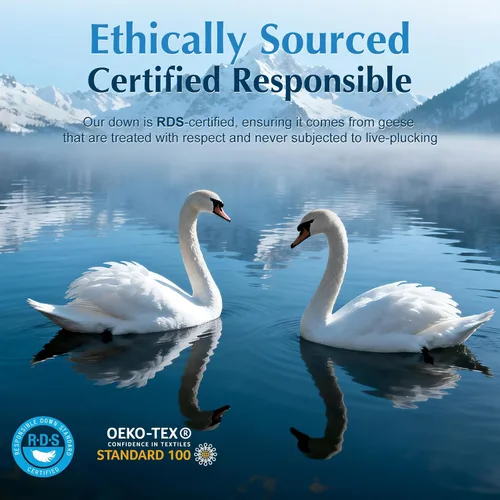 Miniatura 8 de LIANLAM Standard Size Goose Feather Down Pillow, 3-Chamber Design, 100% Cotton Shell, RDS & Oeko Certified for Side & Back Sleepers(1 Pack,20"x26")