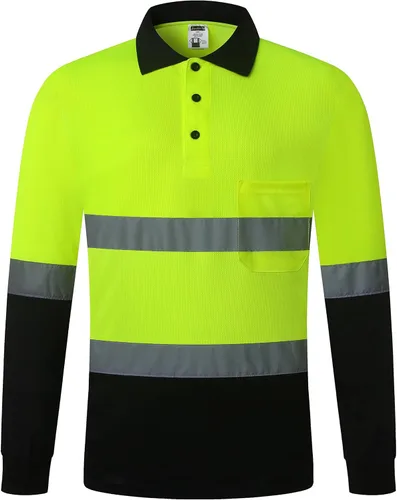 Camisa de seguridad para hombre, camiseta reflectante de alta visibilidad, de secado rápido, transpirable, suave Amarillo+negro-02
